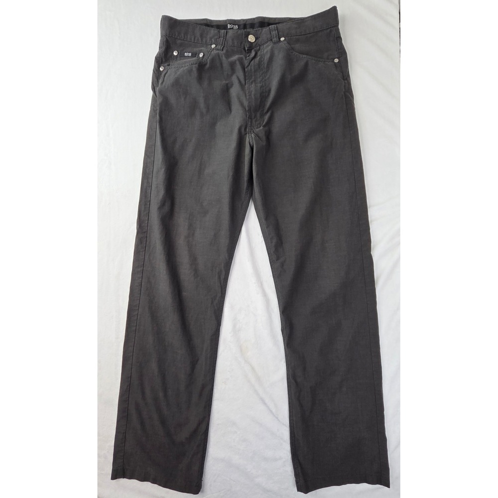 Hugo Boss Pants Men 34x32 Dark Gray Straight Leg Casual Trousers Excellent